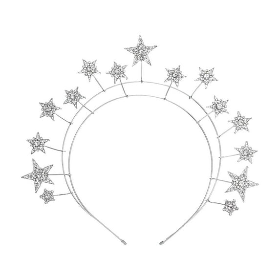 Rhinestone Star Headband Glitter Hair Bands Bridal Headpiece Princess Hair Accessories For Girls Women Teenagers Kids Hair Barrettes with No Rubber for Fine Hair Neon Barrettes