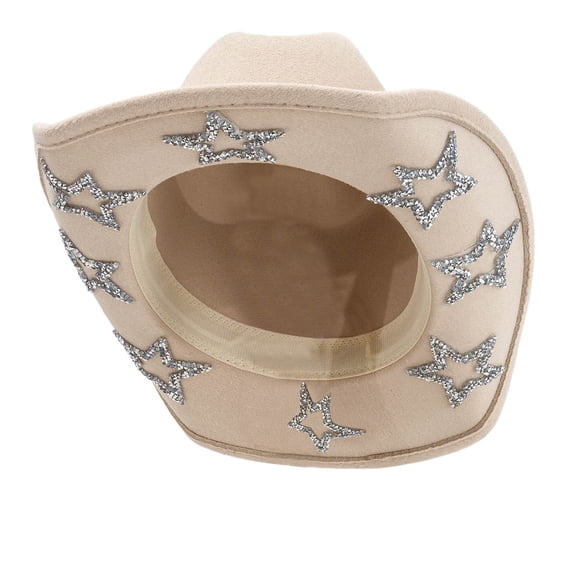 Rhinestone Star Western Cowboy Hat with Curved Brim, Unisex Party Fedora, Sparkly Festival Headwear