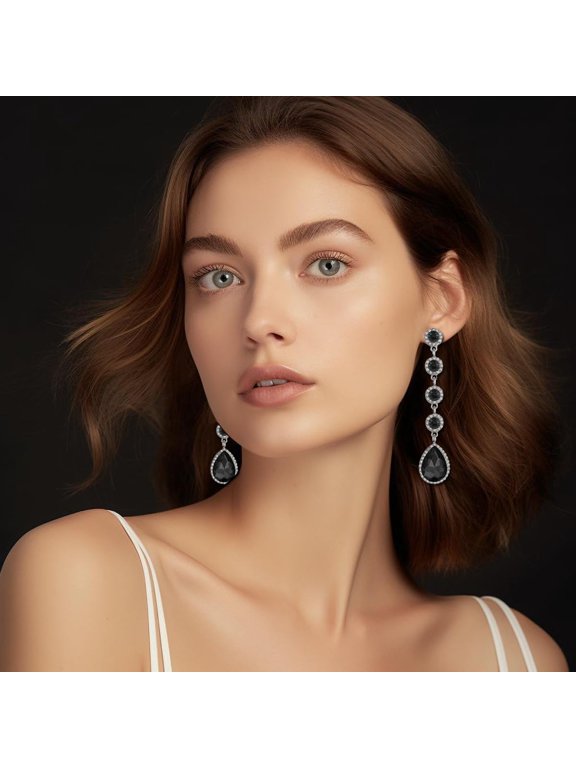 Rhinestone Statement Long Dangle Earrings For Women,Vin E Wedding Bridal Elegant Crystal Chandelier Tear Op Earrings Costume Jewelry For Prom Party[Z2768]