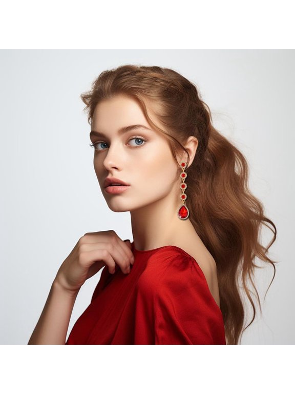 Rhinestone Statement Long Dangle Earrings For Women,Vin E Wedding Bridal Elegant Crystal Chandelier Tear Op Earrings Costume Jewelry For Prom Party[Z2771]