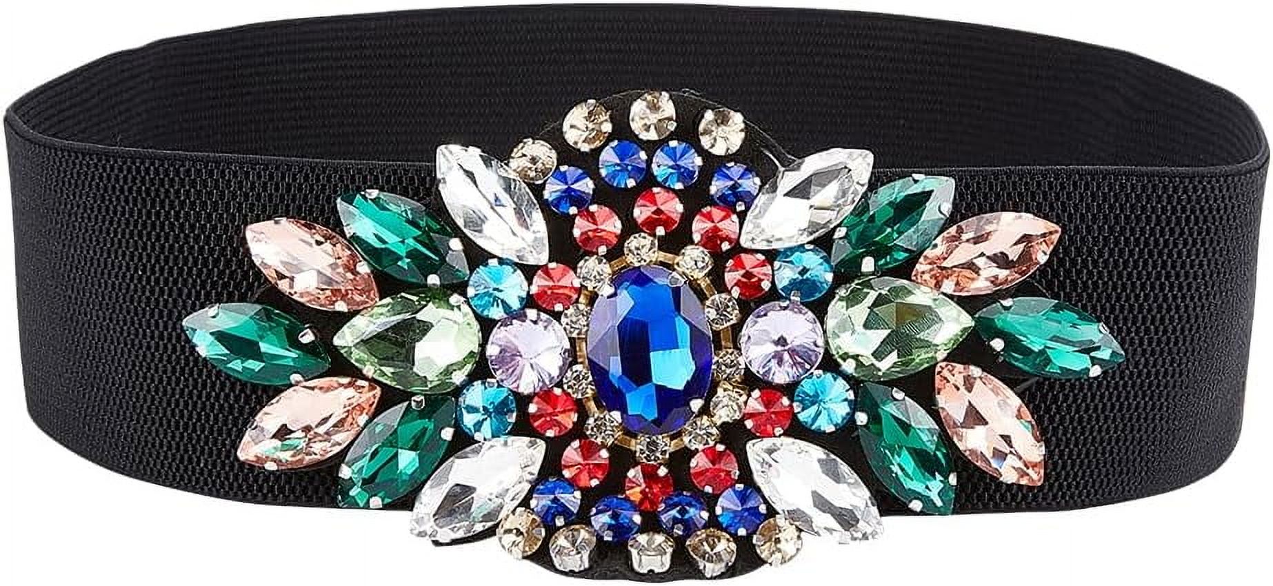 Rhinestone Stretch Belt Polyester Elastic Belt Crystal  display picture 2