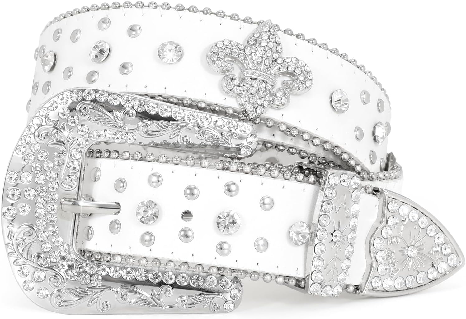 Rhinestone Studded Belt for Men Women, Western Leather Belt  display picture 3
