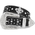 thumbnail image 1 of Rhinestone Studded Belt for Men Women, Western Leather Belt for Cowgirl Cowboy Vintage Bling Belt for Pants Dress, 1 of 7
