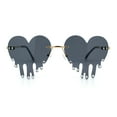 thumbnail image 1 of Rhinestone Studded Rimless Melting Heart Valentine Hippie Sunglasses Gold - Black, 1 of 8