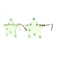 thumbnail image 1 of Rhinestone Studded Rimless Star Shape Hippie Color Sunglasses Gold - Green, 1 of 4