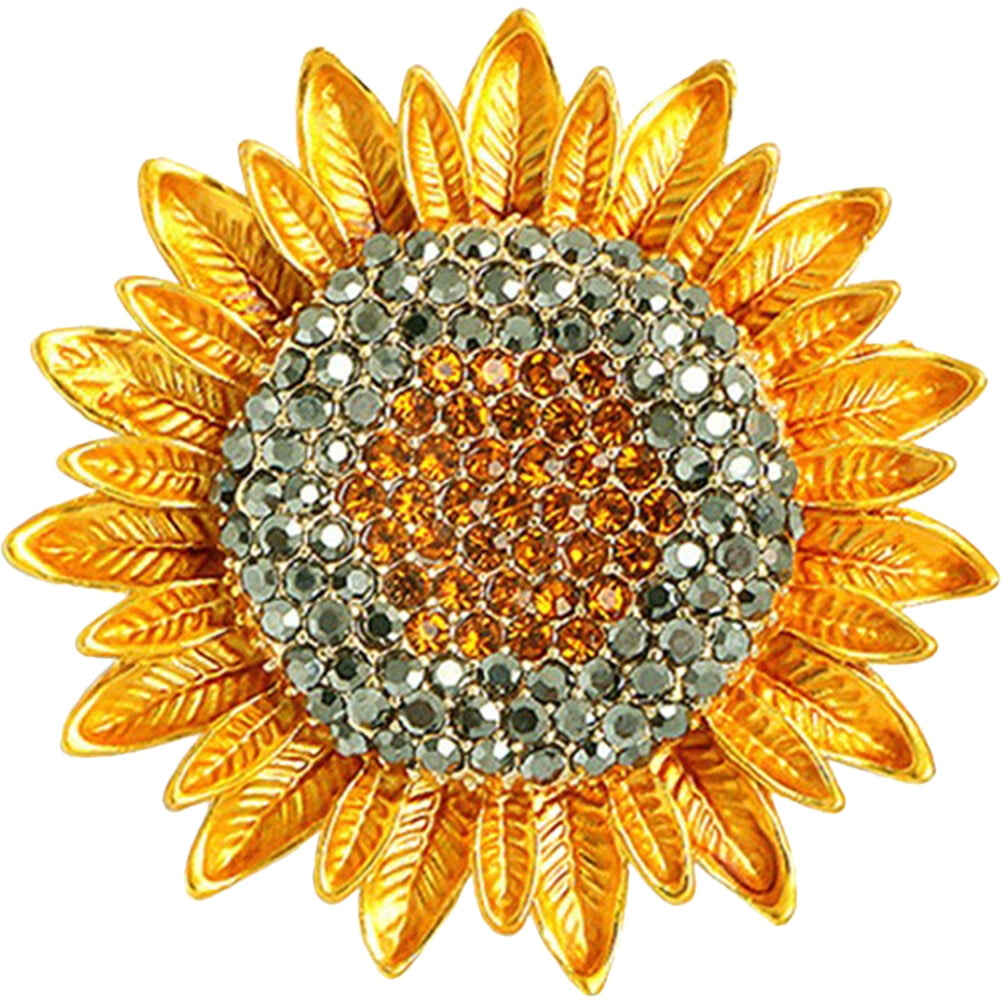 Rhinestone Sunflower Brooch Pin Crystal Flower Sweater Pin Jewelry Gift for Women Girls