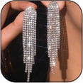 thumbnail image 1 of Rhinestone Tassel Earrings for Women Gold Silver Sparkly Crystal Prom Earrings Long Chandelier Dangle Drop Earrings Prom Dresses Jewelry 2024, 1 of 8