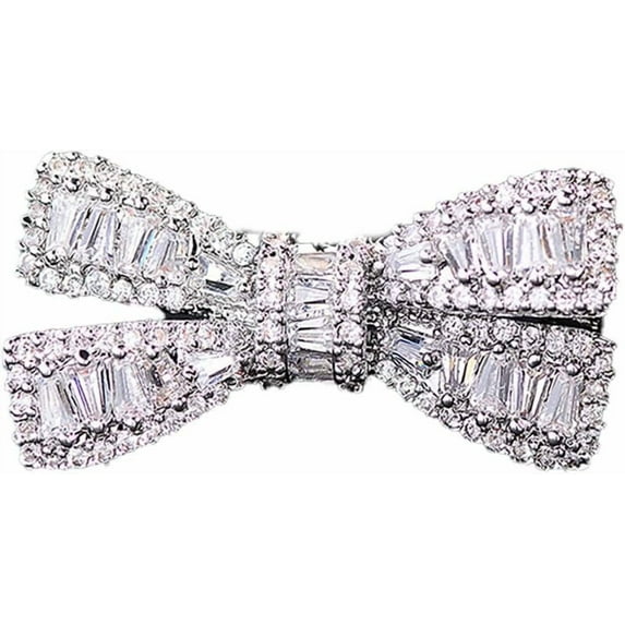 Rhinestone Tiny Bow Brooch Pin for Women Cubic Zirconia Minimalist Ribbon Knot Lapel Pins Cost Clothing Shirt Suit Safety Clip Dainty Accessory Jewelry