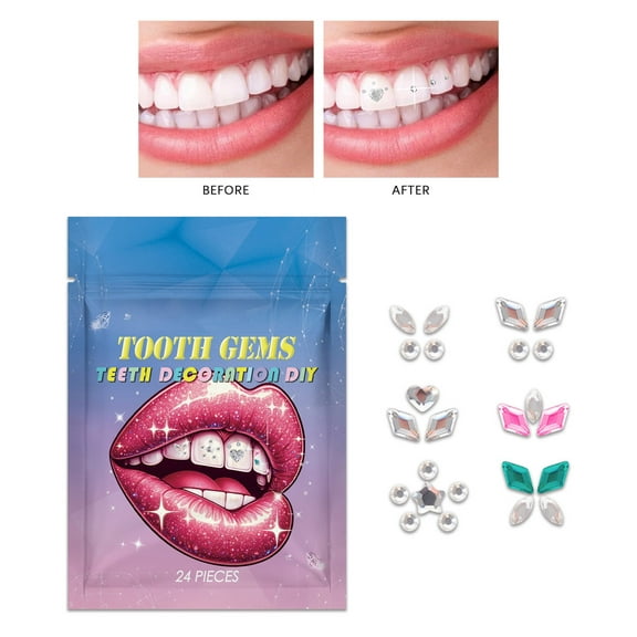 Rhinestone Tooth Gem DIY Kit with 24 for Sparkling Jewelry Beauty Tools 24PCS