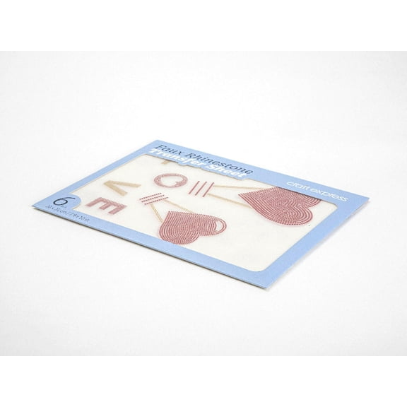 Craft Express Simulated Rhinestone Love Transfers Pre-Made Hotfix Iron-On Sparkle Design for Apparel & Accessories