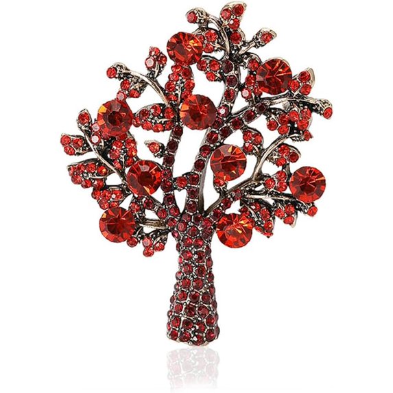 Rhinestone Tree Of Life Brooch Pins For Women Men Fashion Vintage Colorful Crystal Lapel Pin Corsage For Hat Banquet Suit Dress Accessories Elegant Wedding Festival Party Statement Jewelry Gifts