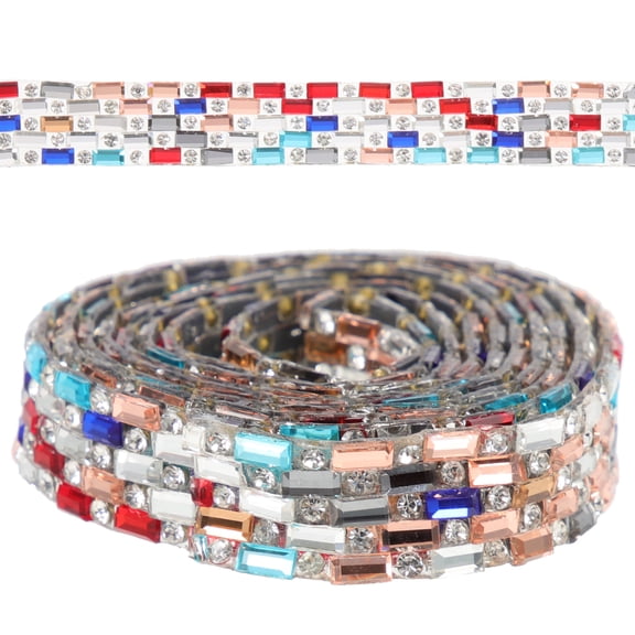 1 Roll Sparkling Self-Adhesive Rhinestone Ribbon for Clothing, Crafts, Decorations and Accessories