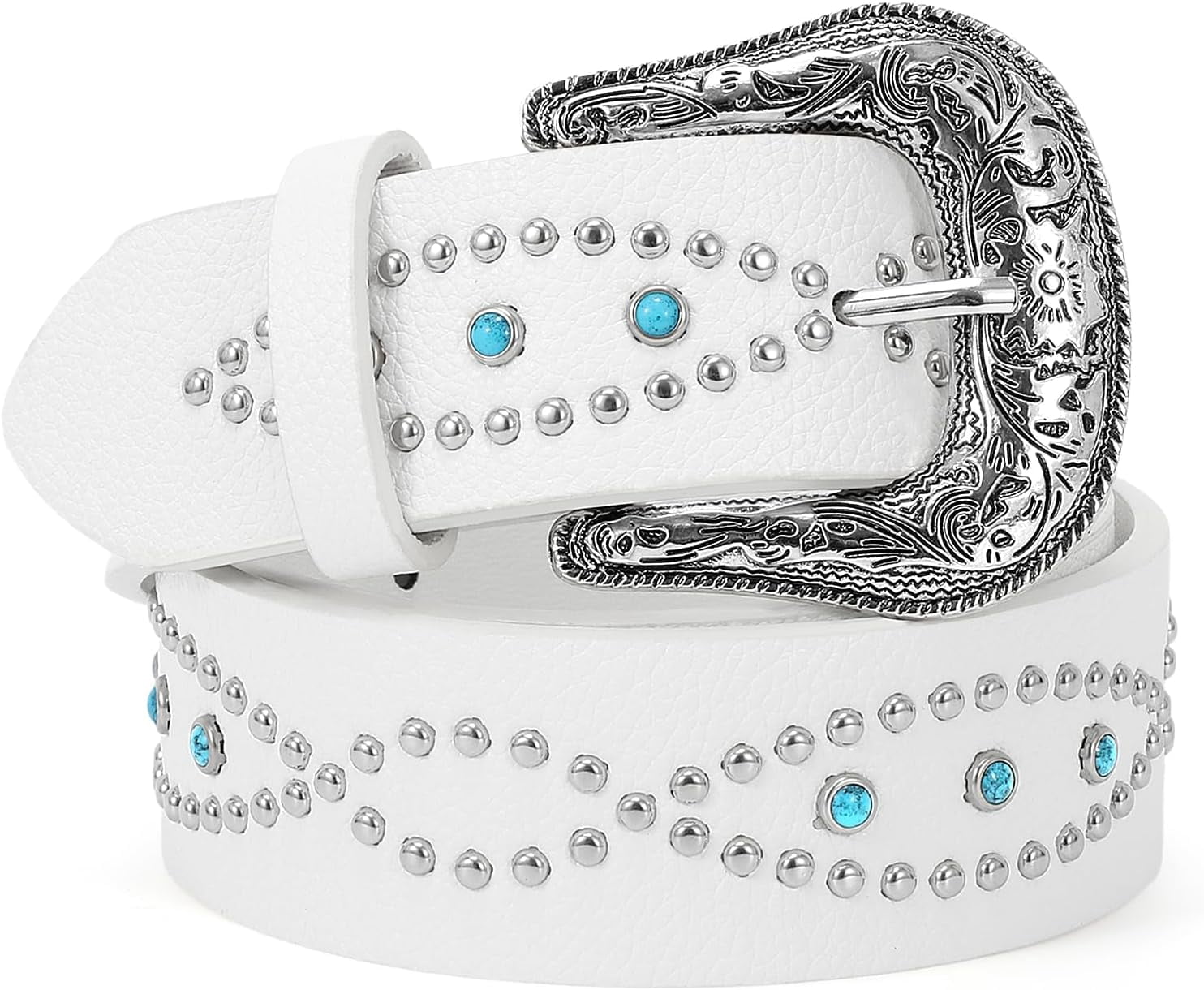 Rhinestone Turquoise Belt for Women Men Western Cowboy  display picture 1