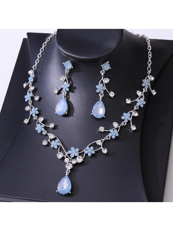Rhinestone Water Drop Bridal Jewelry Sets for Women Choker Necklace Earring Set Wedding Bride Jewelry Sets