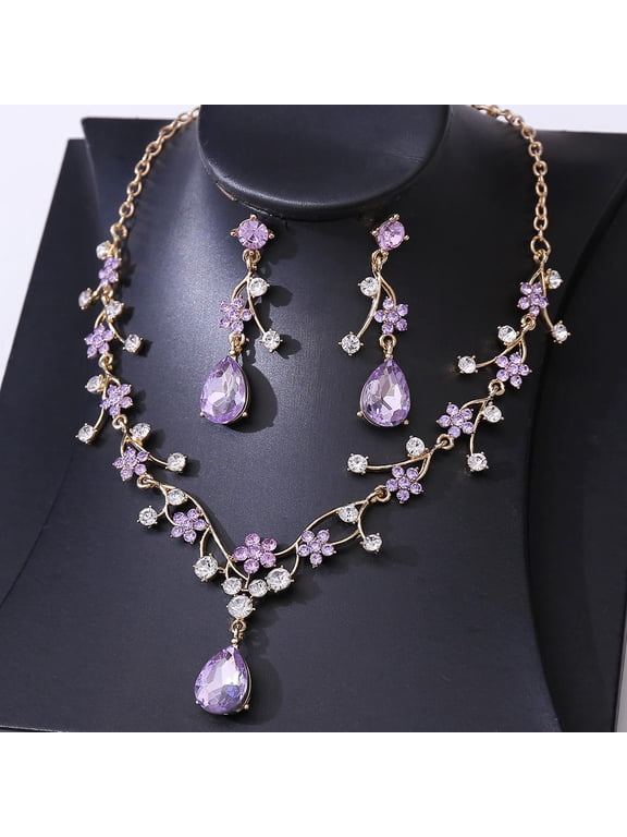 Rhinestone Water Drop Bridal Jewelry Sets for Women Choker Necklace Earring Set Wedding Bride Jewelry Sets