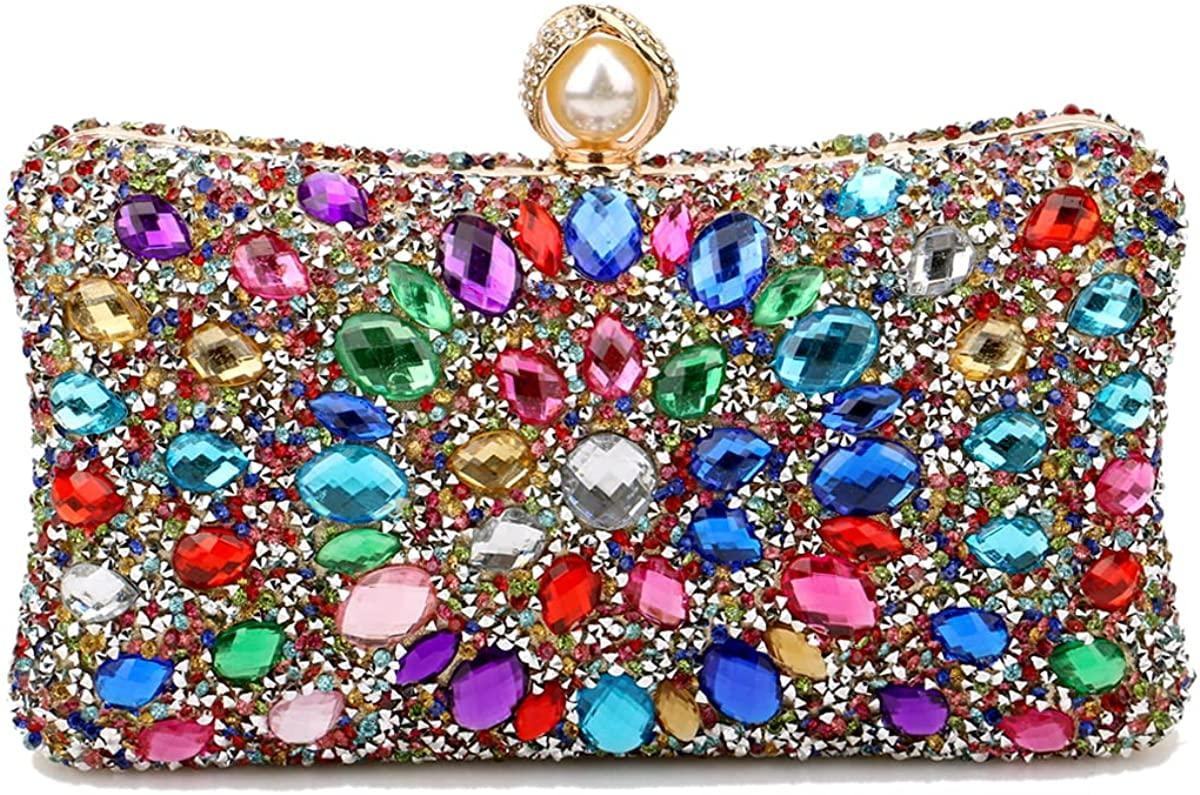 Rhinestone Women Evening Clutch Pearl Purse Multicolor Crystal wedding