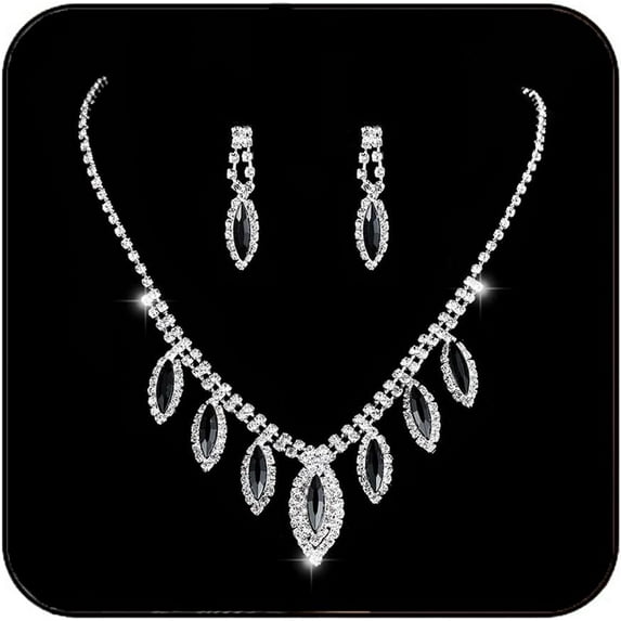 Rhinestone Women's Jewelry Sets Sparkly Bridal Teardrop Wedding Necklace Earrings Crystal Prom Costume Jewelry Accessories for Women(Set of 3)