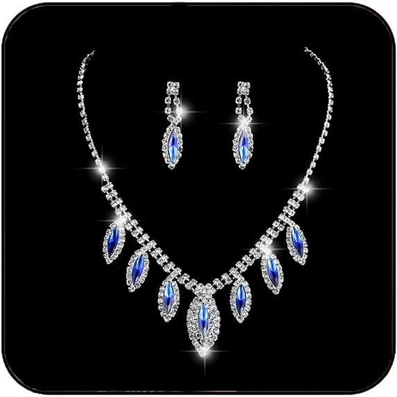 Rhinestone Women's Jewelry Sets Sparkly Bridal Teardrop Wedding Necklace Earrings Crystal Prom Costume Jewelry Accessories for Women(Set of 3)