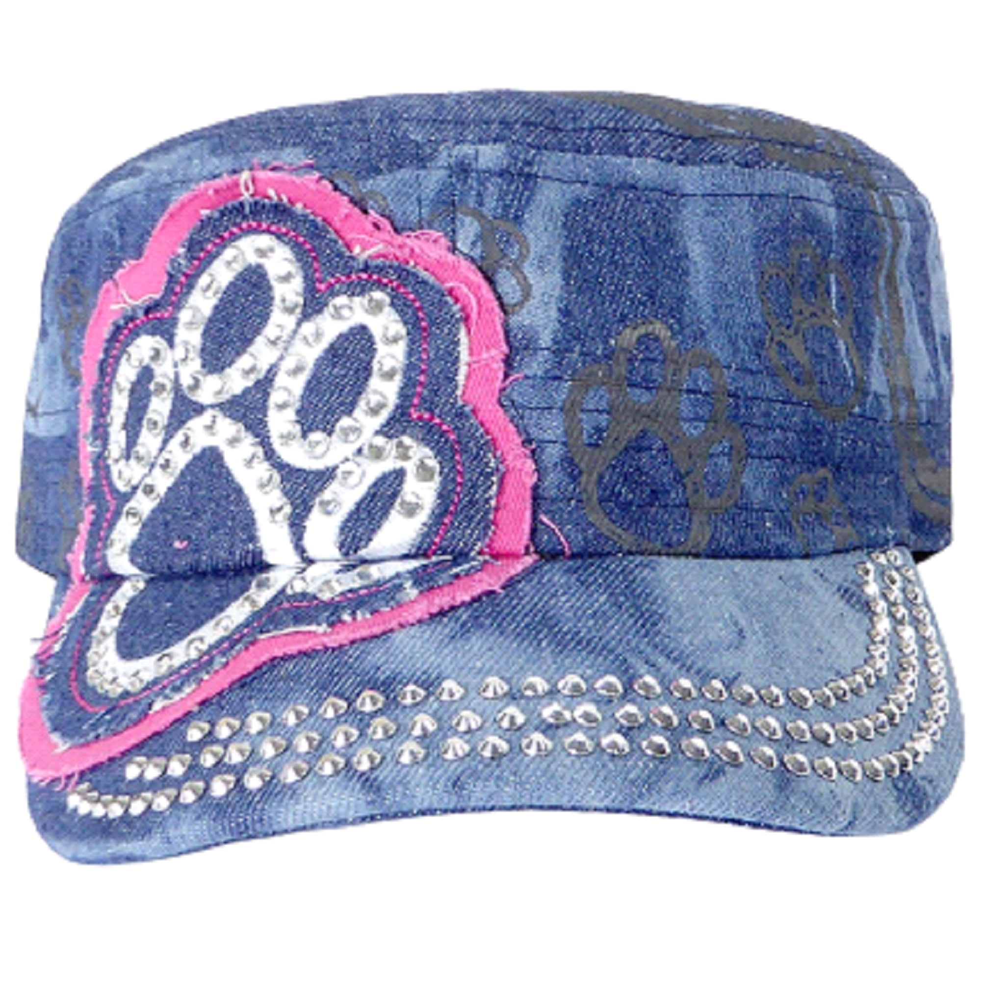Womens Rhinestone & Studded Cadet Caps - Denim Black & Navy Options Cadet Vintage Hats for Women for sale | eBay main image 4