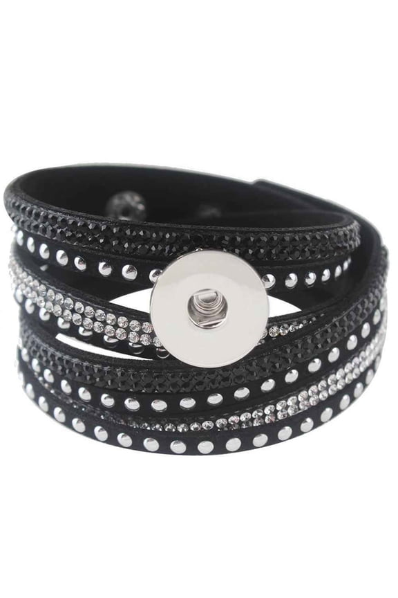 Rhinestone Wrap Bracelet Snap Jewelry Fits 18MM 20MM Ginger Charm Buttons