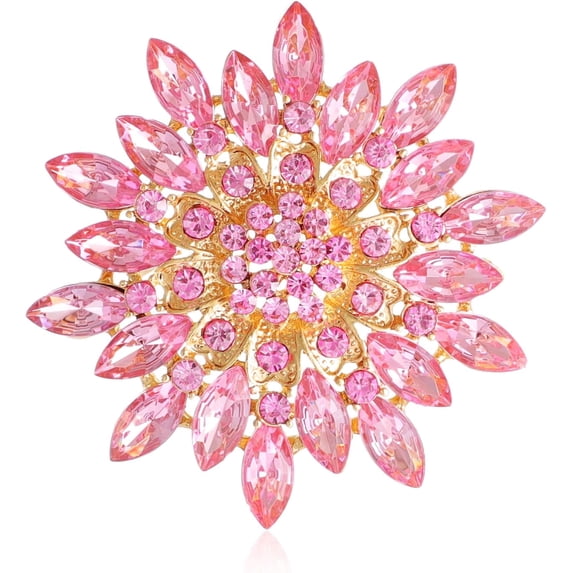 Rhinestone flower brooch, large crystal flower brooch, lapel pin, suitable for parties, birthdays, dances, banquets, dresses, suits, formal wear, hats, bags, and other accessories; women's jewelry.