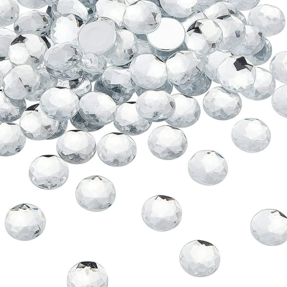 Rhinestones 110 Pcs Round Acrylic 20mm with Silver Flat Back Clear Crystals for DIY Craft Beads Costume Making Cosplay Jewels