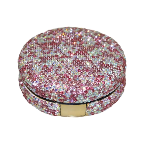 Rhinestones Air Cushion Lined Sealed Lid Powder Case Cosmetic Container Pink