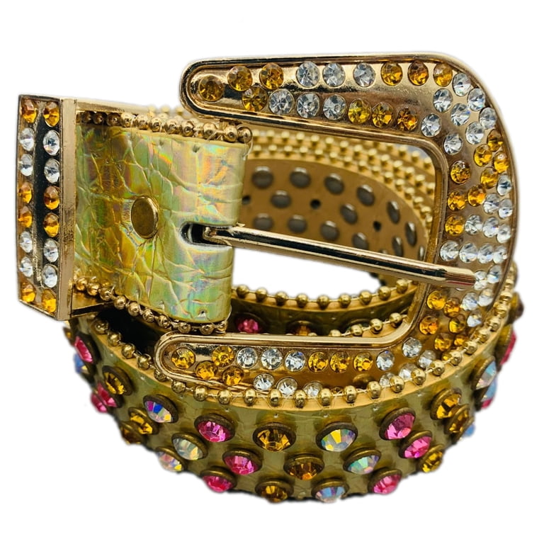 Rhinestones Western Cowboy Cowgirl Bling Studded Leather Belt CaySep Women Men Rhinestone Belt Western Cowgirl Cowboy  main image 3