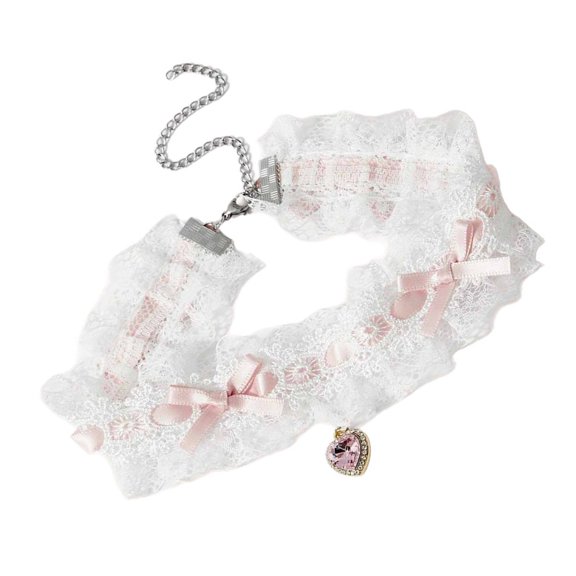 Rhinestones Bowknot Lace Braided Collarbone Necklace for Party Accessories