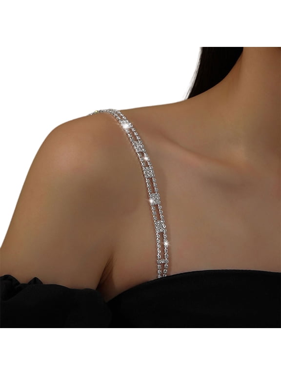 Rhinestones Bra Strap Adjustable Rhinestones Invisible Shoulder Strap Anti-Skid Bras Shoulders Chain for Dress