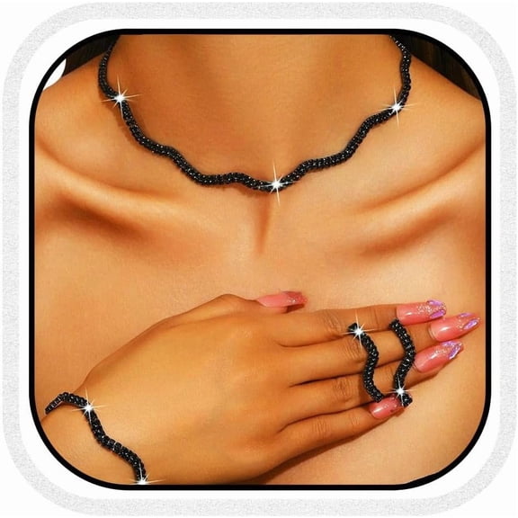 Rhinestones Bridal Wedding Jewelry Set Choker Necklaces Earrings Bracelet Sets Prom Jewelry for Women and Brides