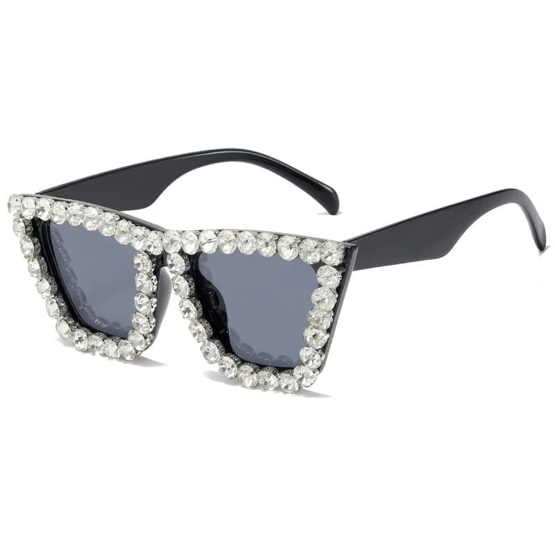 Rhinestones Cat Eye Glitter Sunglasses Women Cateye Vintage Sparkling