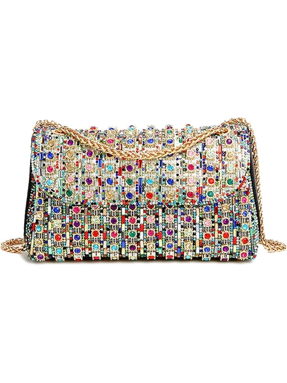 Rhinestones Clutch Purses for Women, Chain Shoulder Bags, Sparkly Evening Bags for Cocktail Prom Party Wedding