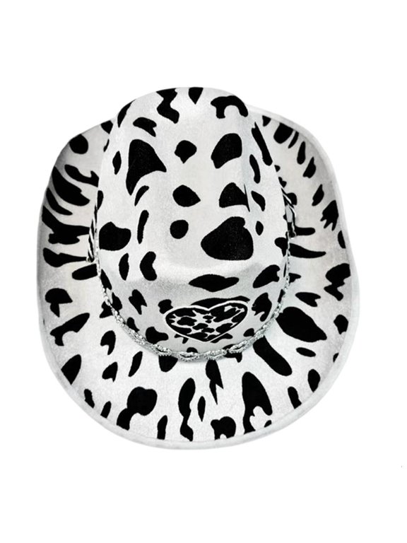 Rhinestones Cowboy Hats with Cow Pattern Soft Adjustable Accessory