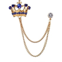 Rhinestones Crown Long Chain Brooch, Crystal Tassel Brooch Pin,Retro Suit Lapel Pins Collar Pin,Coat Tassel Chain Lapel Pins for Men's Suit Accessories