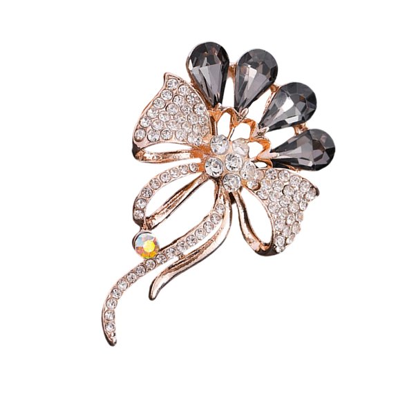 Rhinestones Decorated Brooch Metal Vintage Clothing Accessory Alloy Texture Sparkling Pin Suitable for Formal Event