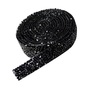 Rhinestones Diamonds Ribbon Roll,Rhinestone Strips for Crafts Wedding Cakes,Birthday Decorations,Cake,Party Supplies,Sequin Ribbon,Bling Ribbon,Sparkly Ribbon,Arts Rhinestones(0.39 Inch Wide,Black)