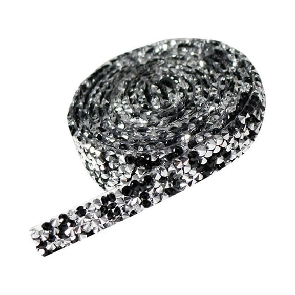 Rhinestones Diamonds Ribbon Roll,Rhinestone Strips for Crafts Wedding Cakes,Birthday Decorations,Cake,Party Supplies,Sequin Ribbon,Bling Ribbon,Sparkly Ribbon,Arts Rhinestones(0.39" Wide,Dark Gray)