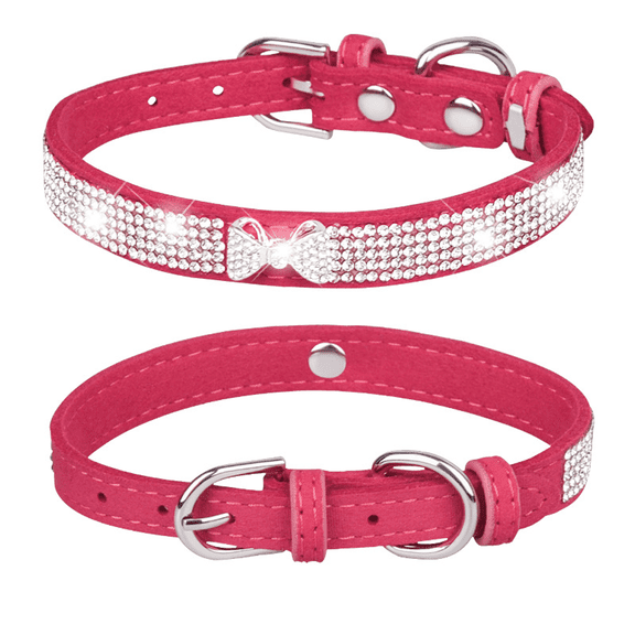 Rhinestones Dog Cat Collar Bling Diamond with Rhinestone Crown Decoration for Small Medium Large Dog
