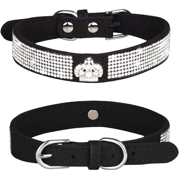 Rhinestones Dog Cat Collar Bling Diamond with Rhinestone Crown Decoration for Small Medium Large Dogs