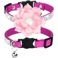 thumbnail image 1 of Rhinestones Dog Collar, Cute Dazzling Sparkling Soft Suede Leather Pet Cat Puppy Collars with Bell Soft Velvet Crystal Collars Girl Jeweled Necklace, 1 of 5