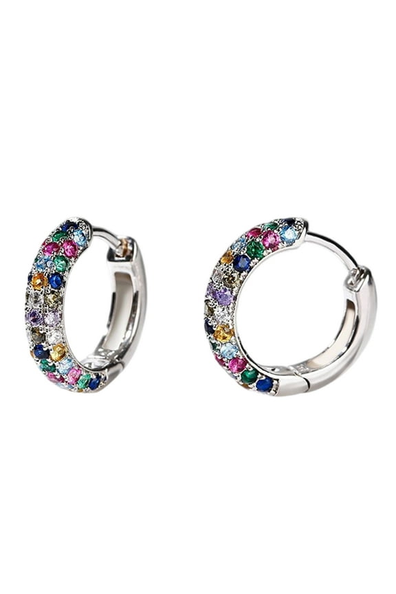 Rhinestones Ear Cuffs Multicolor Zircon Stone Ear Clips Hypoallergenical Trendy Earrings Accessory for Stylish Outfits