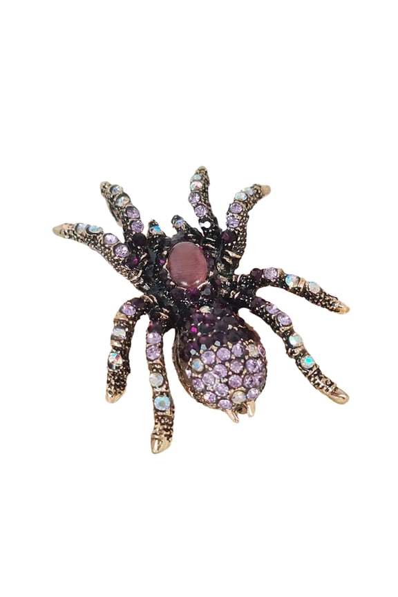Rhinestones Embellished Spiders Brooch Eye Catching Rhinestones Spiders Brooch Pin for Stylish Collar Pin Enhancement