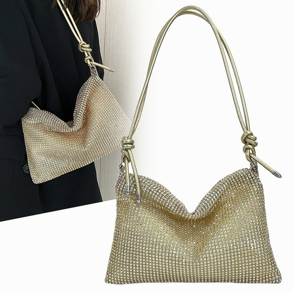Rhinestones Evening Bag Shiny Dinner Party Wedding Purses Women Shoulder Bag Gifts,Golden