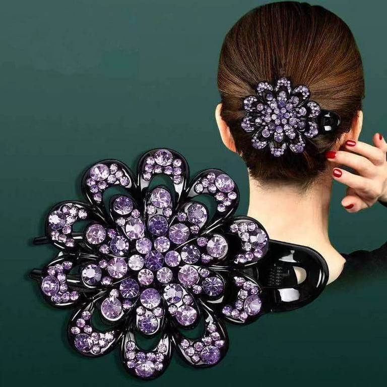Rhinestones Flower Hair Clip Ponytail Hairclip Duckbill  display picture 2