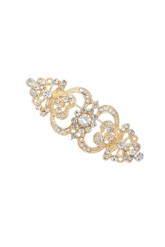 Rhinestones Flower Pin Antiskid Clasp Formal Event Evening Wear Accessory