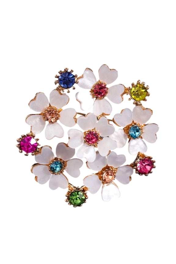 Rhinestones Flower Pin For Casual Formal Outfits Sparkling Crystal Floral Shaped Brooch Women Jewelry Accessories