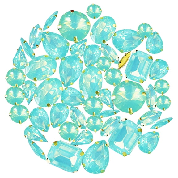 Rhinestones For Diy Crafts - 50Pcs Mixed Shape Crystal Beads With Holes, Green Sew-On Gems For Clothing, Jewelry Making, Decorations