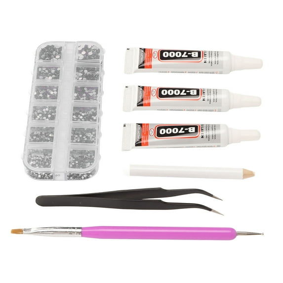 Rhinestones Glue Kit Crystal Glass Rhinestones Glue Gel Kit for DIY Clothes Fabric Shoes Jewelry Making Nail Art,Nail Art Rhinestones Kit,Nail Rhinestone Glue Gel Kit