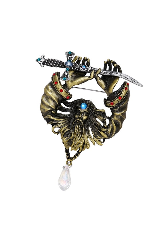 Rhinestones Holding Swords Pirate Brooch Pin Lapel Pin Men's Suits Shirt Pin Corsage Vintage Jewelry Gifts for Wedding
